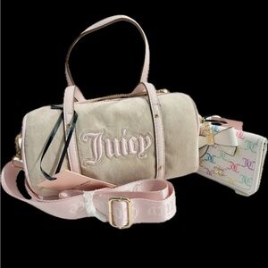 Juicy Couture Beige and Pink Crossbody Bag